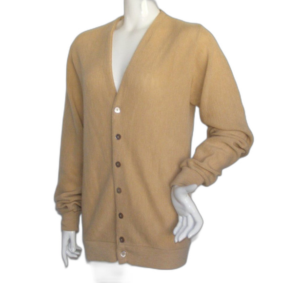 Vintage JC PENNEY Sweater, M, Grandpa, Cardigan, Buttons, Long sleeve. Tan - Picture 3 of 9